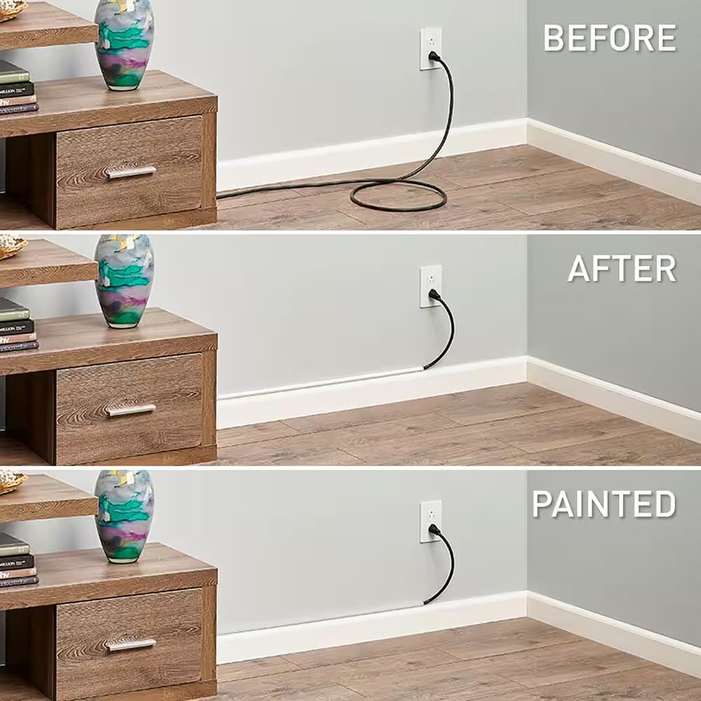 Wiremold Cordmate Cord Cover Flat Elbow, Cord Hider for Home or Office, Holds 1 Cable, White