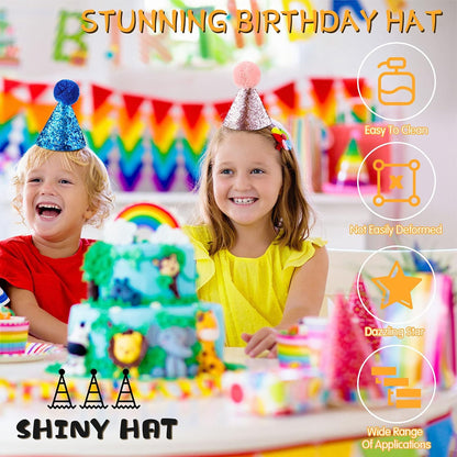 4 Pieces Dog Birthday Hat for Pets Christmas Party Decoration Accessories Pet Headband Hats Charms Grooming Accessories (Red, Blue, Gold, Pink) Classic Style