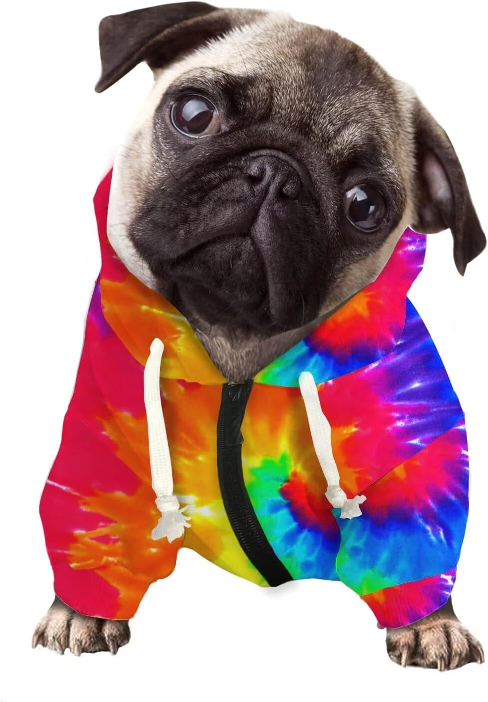 Dog Hoodie Dog Sweaters with Hat, Tie-Dye Rainbow Soft and Warm Dog Sweater for Small Medium Large Dogs Cats Shirt - S, Small (Pack of 1), (D86)
