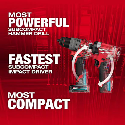 M12 FUEL 12-Volt Li-Ion Brushless Cordless Hammer Drill and Impact Driver Combo Kit (2-Tool) with M12 Right Angle Drill