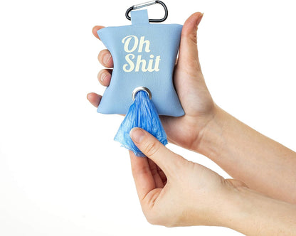 Dog Poop Bag Waste Bag Dispenser Holder Cute Funny (Blue (White Lettering))