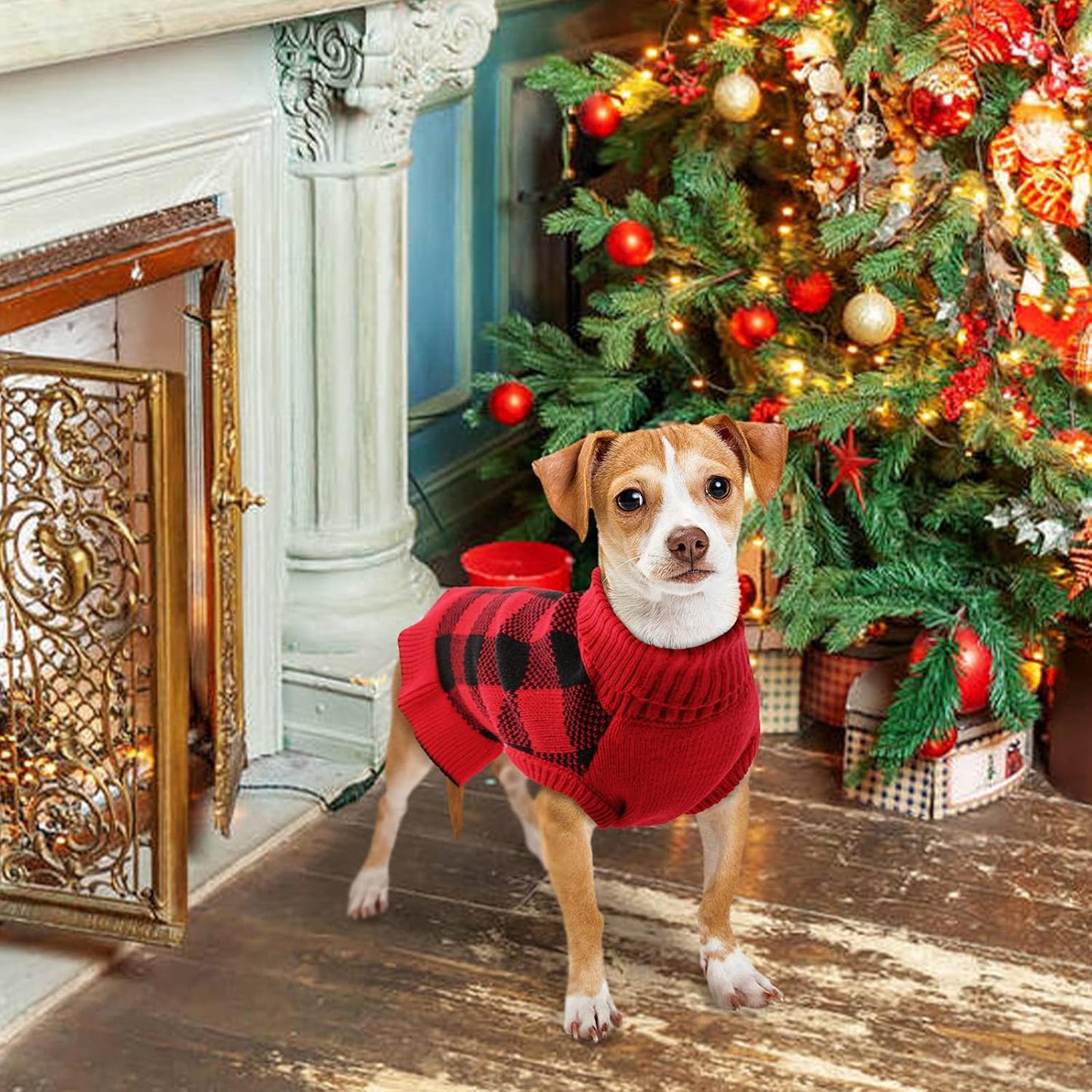 Dog Sweaters for Medium Dogs, Dog Christmas Sweaters Puppy Sweaters Pullover Dog Sweater Dress Warm Winter Turtleneck Pet Sweaters with Leash Hole Soft Fall Dog Sweaters for Dogs Girls Boys XL