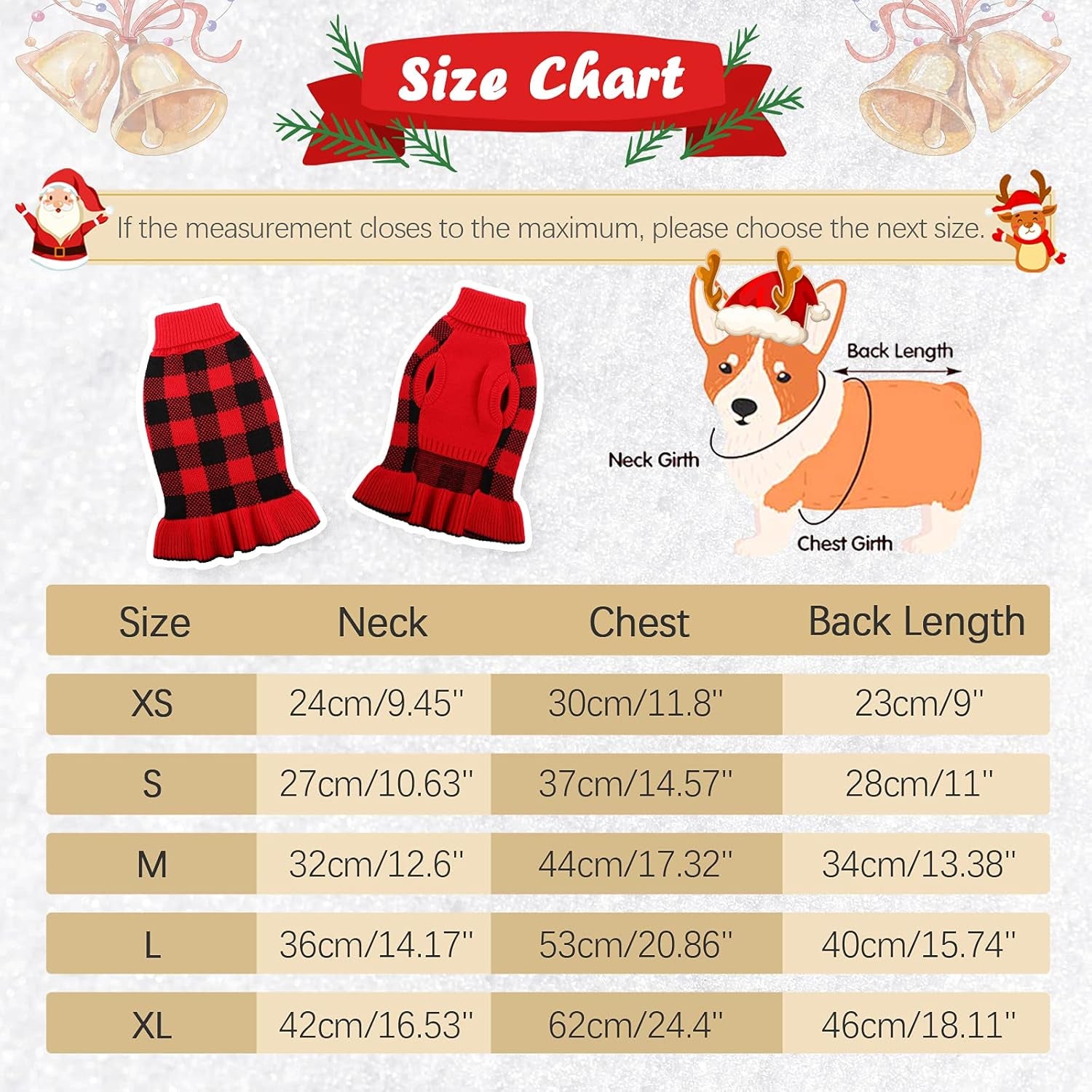 Dog Sweaters for Medium Dogs, Dog Christmas Sweaters Puppy Sweaters Pullover Dog Sweater Dress Warm Winter Turtleneck Pet Sweaters with Leash Hole Soft Fall Dog Sweaters for Dogs Girls Boys XL