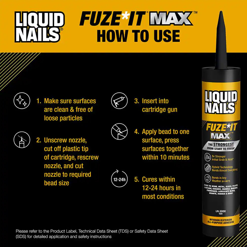Fuze It Max 9 Oz. Interior/Exterior All Surface Construction Adhesive