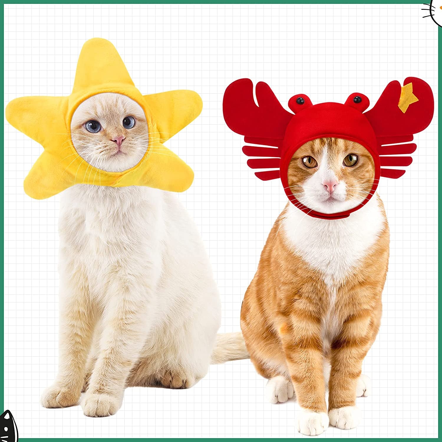 5 Pieces Cat Hat Dog Costume Cute Bunny Rabbit Hat with Ears Headwear Lion Mane Cap Valentine New Years Day Party Accessory for Kitten Puppy Dress up Adjustable Birthday Party
