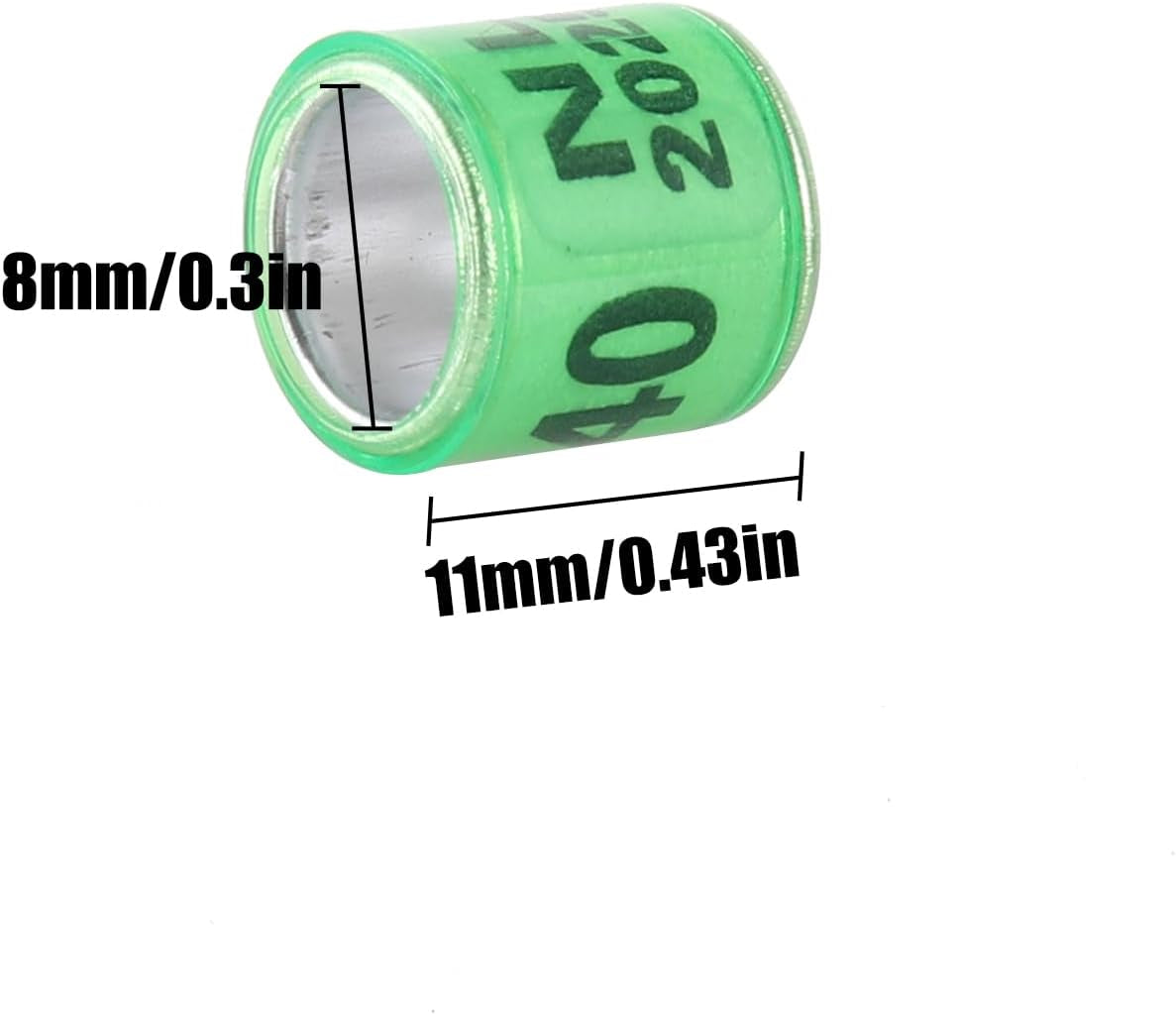 100Pcs Multicolor Aluminium Pigeon Leg Rings Dove Leg Rings Identify Bands Plastic with 2025 NL Training Identify Birds Foot Ring (Green)