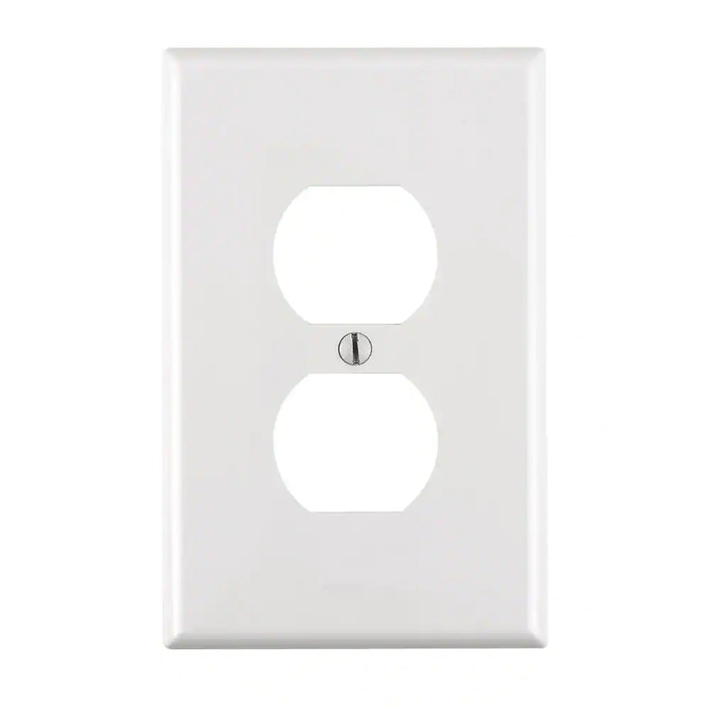 1-Gang White Duplex Outlet/Receptacle Nylon Midway/Midsize Wall Plate (1-Pack) PJ8-W