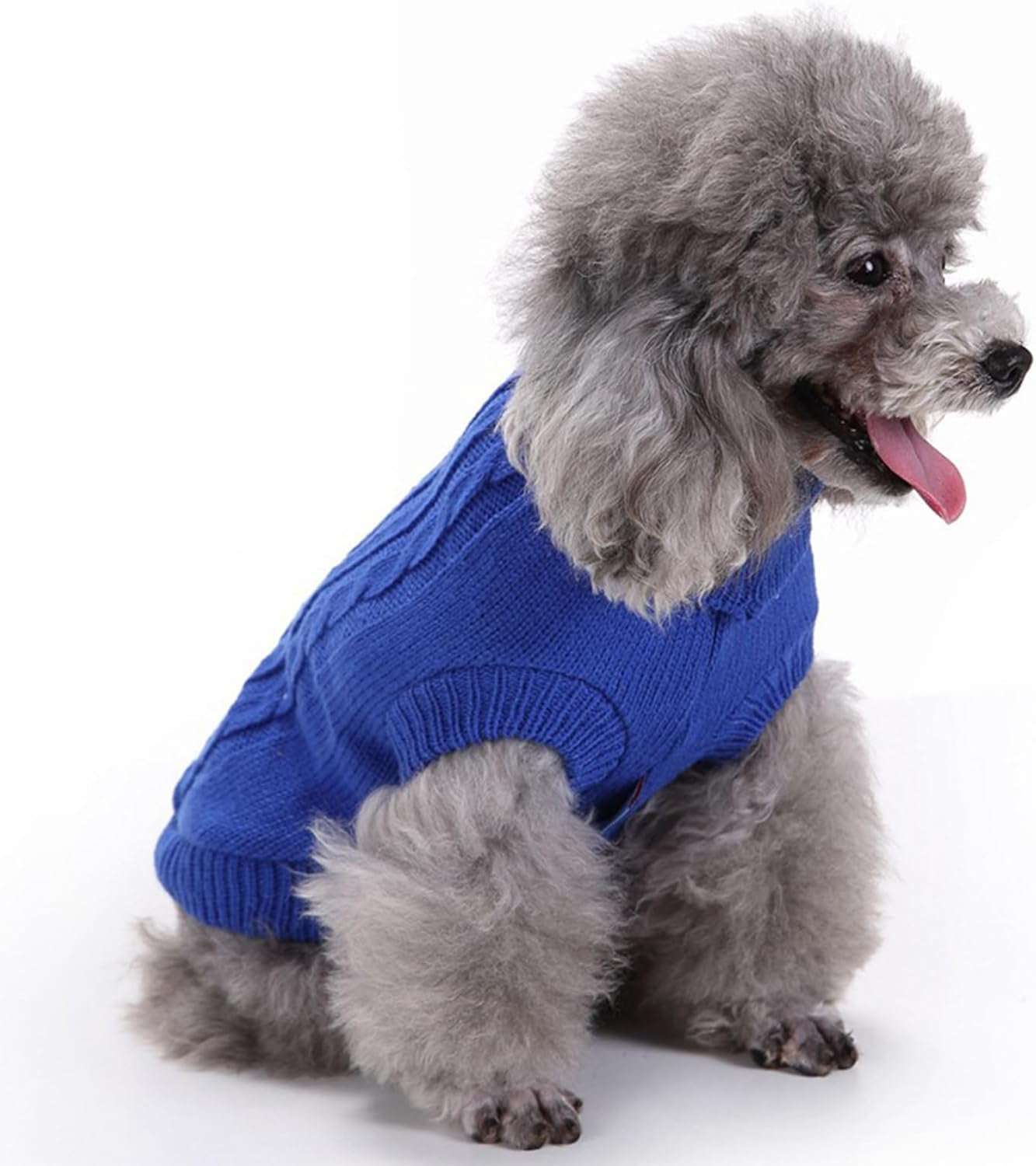 Small Dog Sweaters Knitted Pet Cat Warm Dog Sweatshirt Winter Clothes Kitten Puppy Sweater (Medium,Dark Blue)