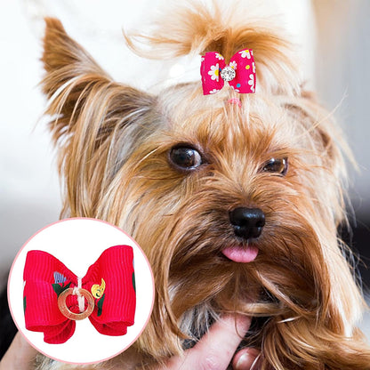 20Pcs Small Dog Hair Bows with Rubber Bands Puppies Doggies Cats Topknot Bowknot Matching Hair Grooming Accessories for Boy Girl Pomeranian Yorkie Poodle Maltese Shih Tzu Groomer
