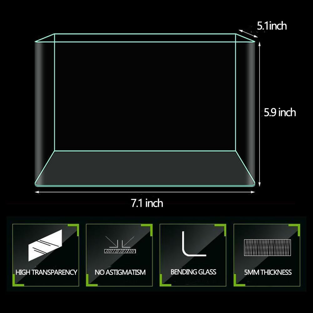 0.9 Gallon Aquarium Fish Tank，Rimless Aquarium Tank，7.1" L × 5.1" W × 5.9" H