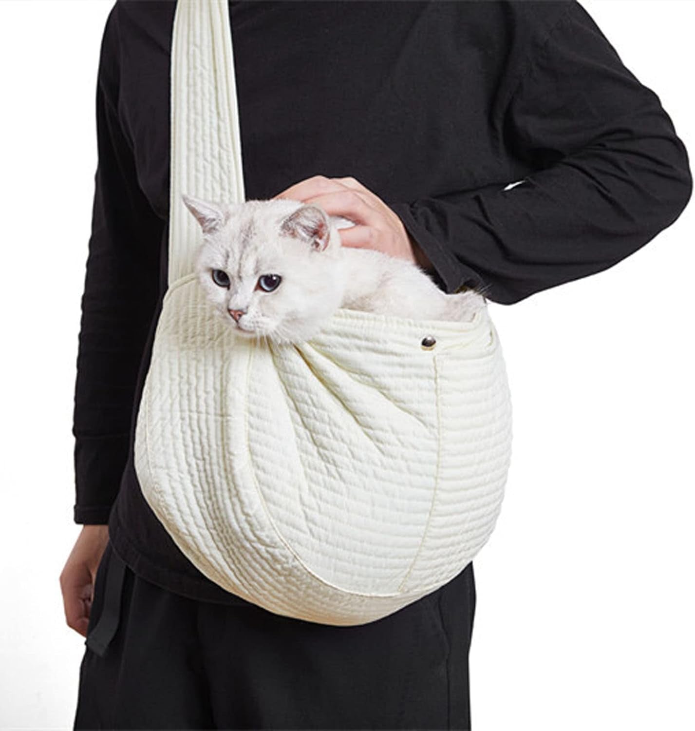 Dog Sling Carrier, Portable One Shoulder Pet Backpack Cat Carrier Bag with Widened Shoulder Strap for Outdoor Travel Small Dogs Puppy Cat (L)