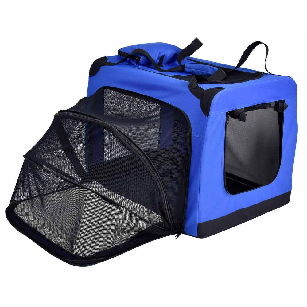 Hounda Accordion Metal Framed Collapsible Expandable Pet Dog Crate - Small in Blue