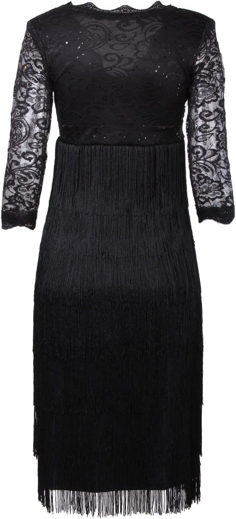 Women'S Lace Sequin Fringe Flapper Cocktail Prom Formal Eve Party Dress