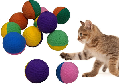 YUNTENG (12PCS Golf Two-Color Pet Ball Foam Sponge Ball Cat Toy Soft, Bouncy , Noise Free.