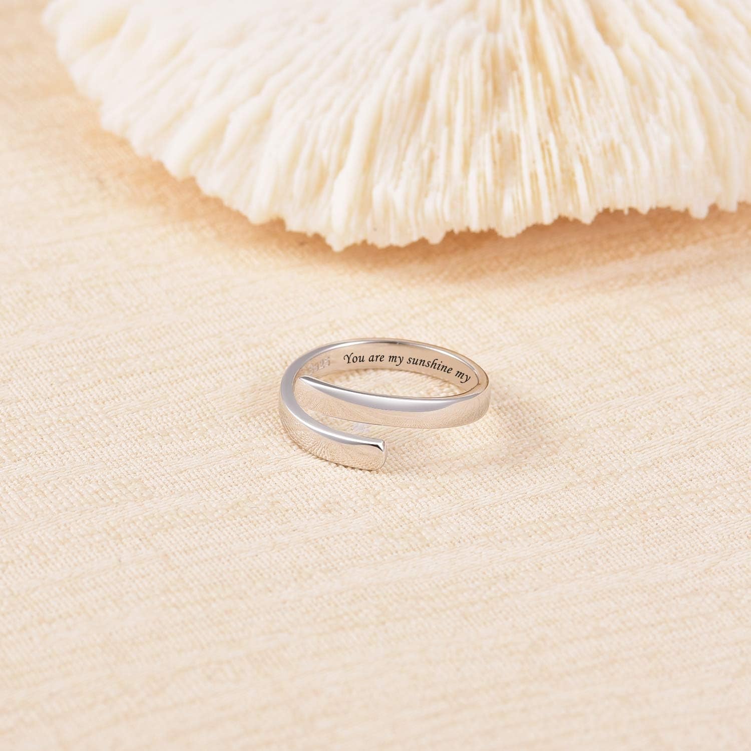 925 Sterling Silver Inspirational Jewelry Rings Adjustable Ring Personality Encouragement Gift for Teens Women