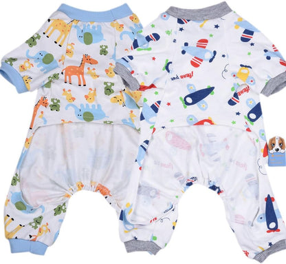 2-Pack Dog Clothes Dogs Cats Onesie Soft Dog Pajamas Cotton Puppy Rompers Pet Jumpsuits Cozy Bodysuits for Small Dogs and Cats