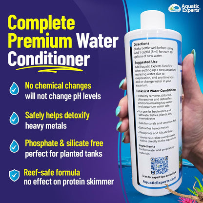 Tankfirst Complete Aquarium Water Conditioner - Fish Water Conditioner, Instantly Removes Chlorine, Chloramines, and Detoxifies Ammonia from Fish Tank (Tankfirst Regular, 500 Ml)