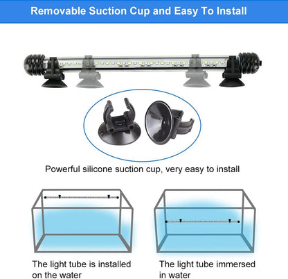 Submersible LED Aquarium Light,Fish Tank Light with Timer Auto On/Off Dimming Function,3 Light Modes Dimmable White-Blue,10 Brightness Levels Optional&3 Levels of Timed Loop Function 7.5''