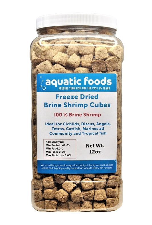 Brine Shrimp Cubes--Freeze Dried Floating Brine Cubes for All Tropical Fish, Marine Fish, Discus, Cichlids, Koi & Pond Fish, Turtles…12Oz Lg Jar