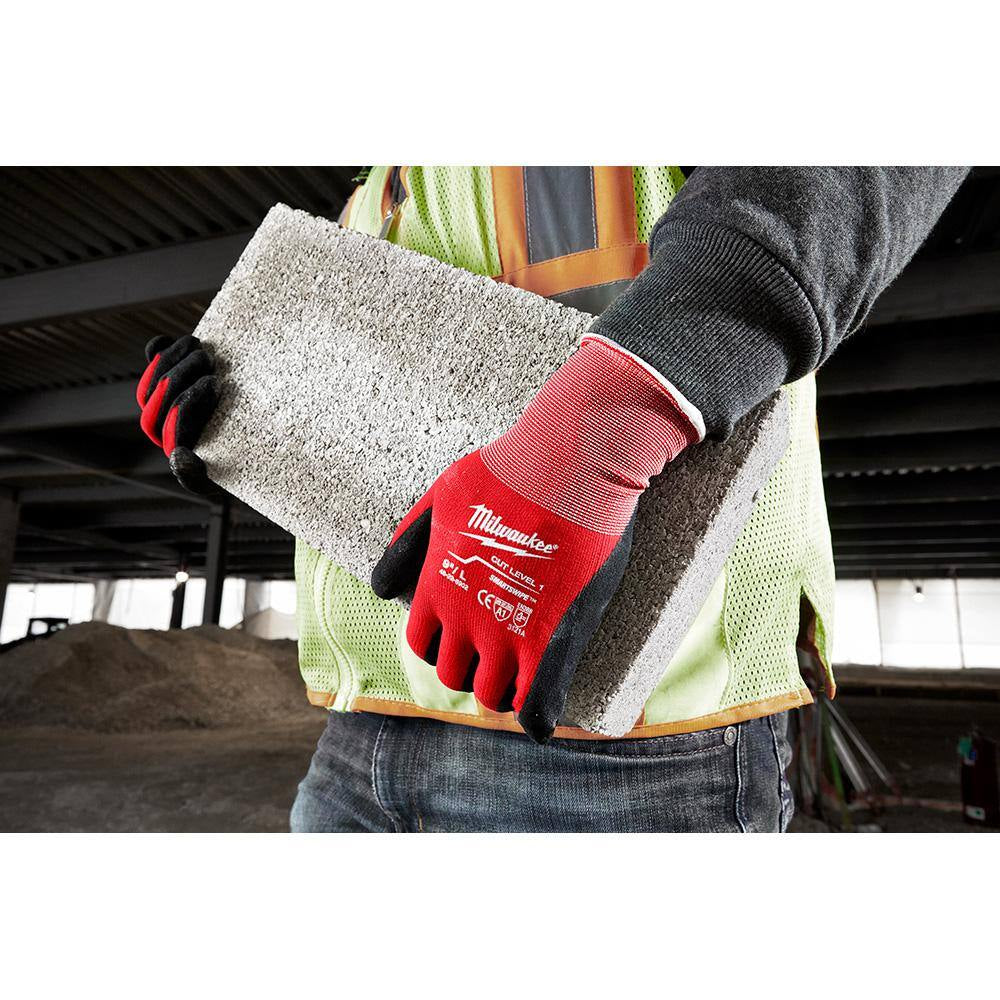 Medium Red Nitrile Cut Level 1 Dipped Work Gloves (3-Pack)