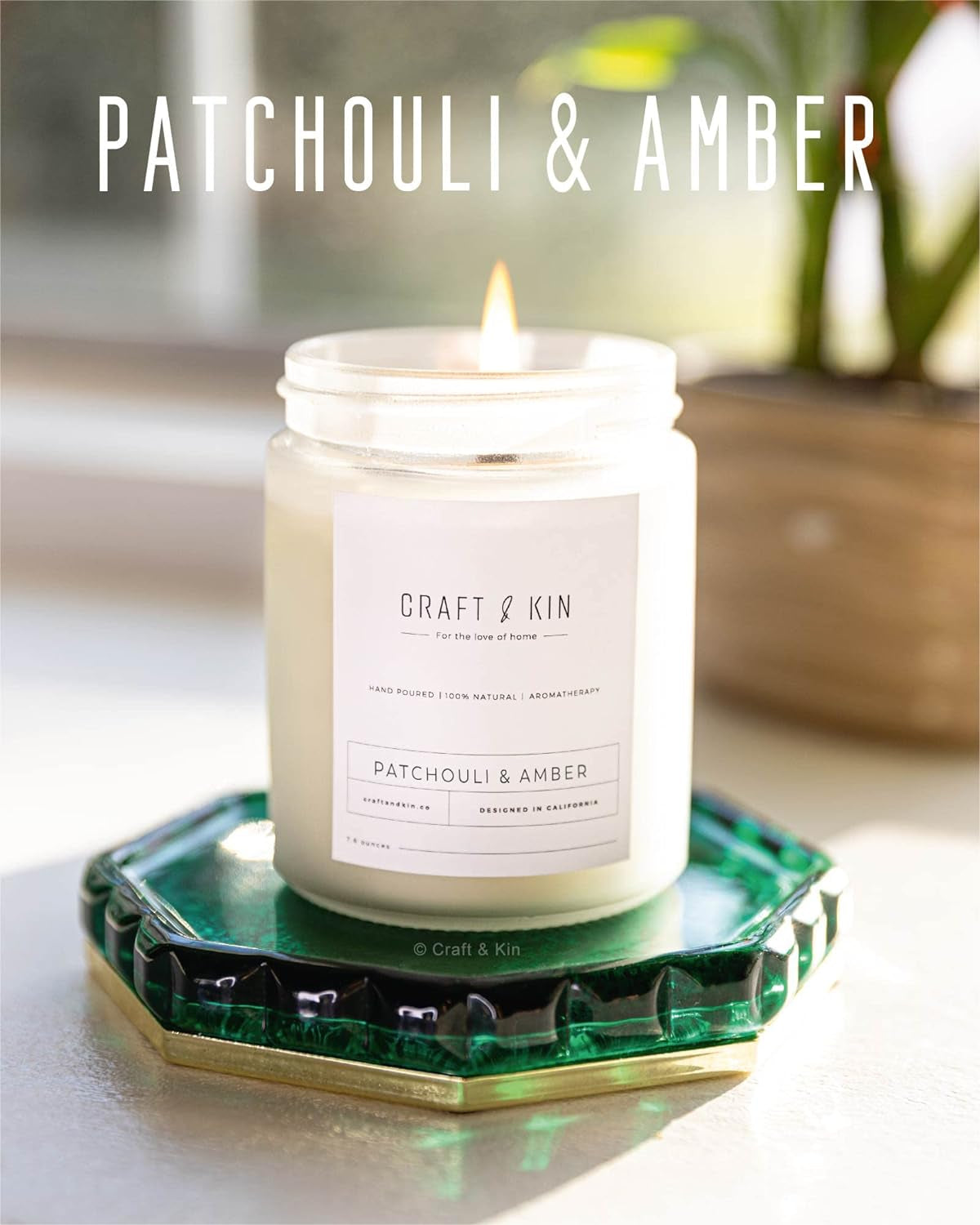 Patchouli & Amber Christmas Scented Candle | 8 Oz, 45-Hour Long Lasting | Classic Soy with Woodwick Winter Candles | Made with Natural Soy | Holiday Candles Gifts for Men and Women