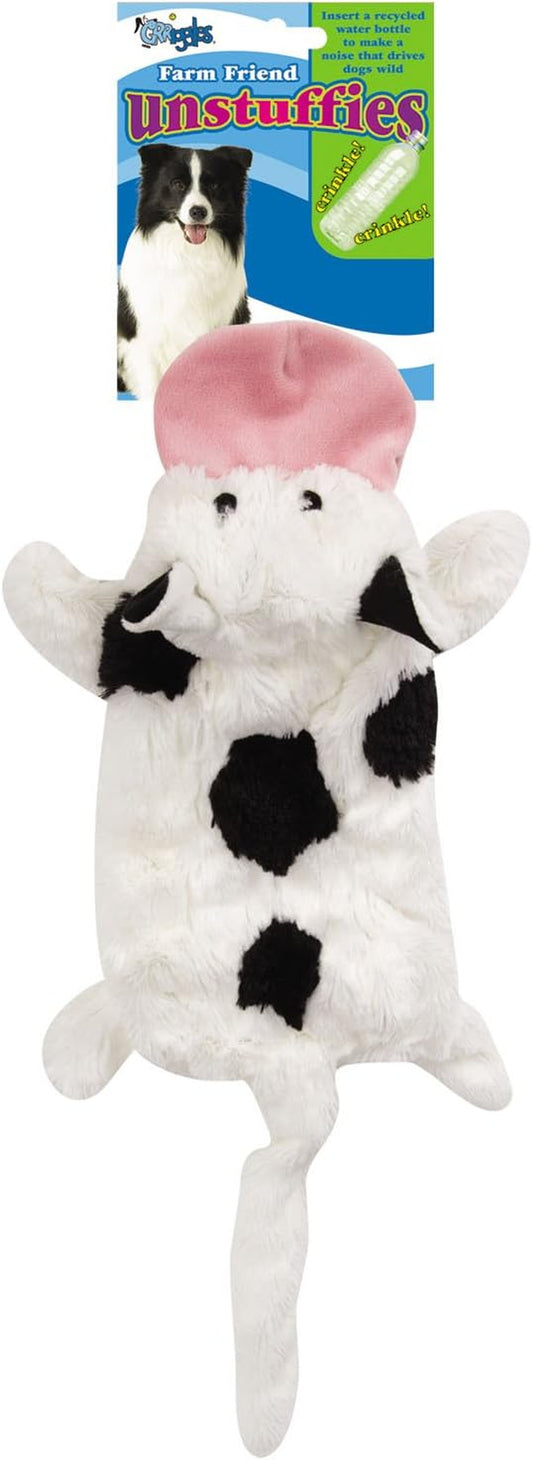 US5460 14 14 Farm Friend Unstuffies Dog Squeak Toy, Small Cow