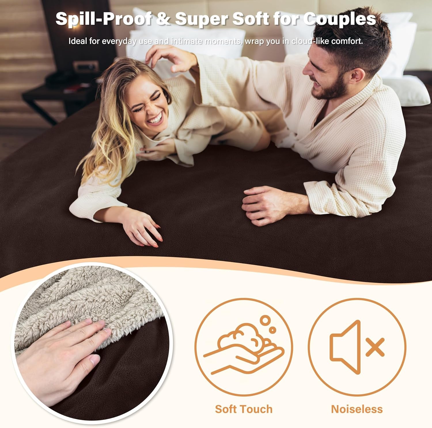 Waterproof Bed Blanket, Washable Leakproof Bed Cover, Reversible Protector Blanket for Couch Sofa, Stain Proof Blanket Pad for Adults, 80X60 Inches, Brown