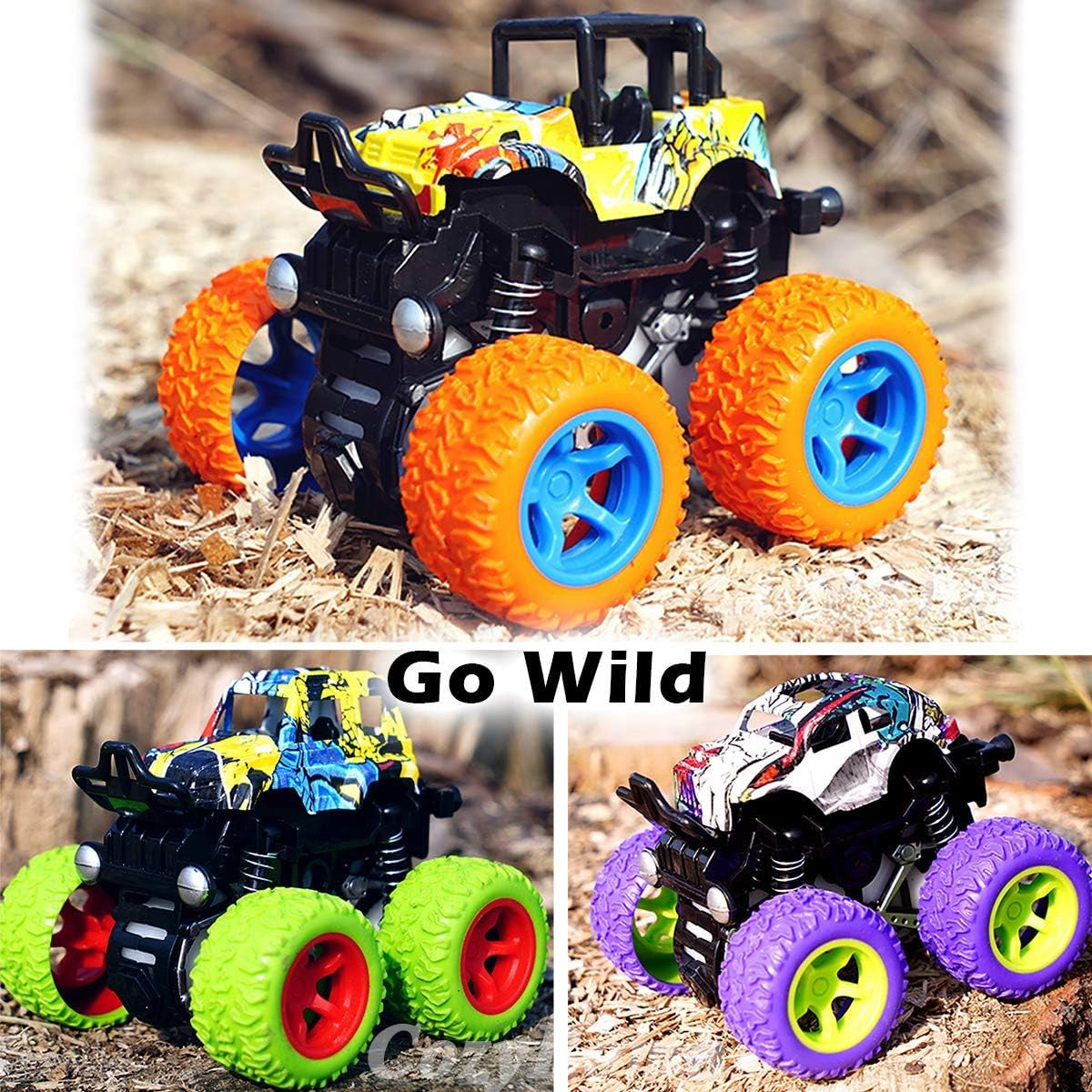 ™ Monster Trucks Toys - 3 Pack Friction Powered Mini Push and Go Car Truck Playset Inertia Vehicle for Kids Best Christmas Birthday Party Gift for Boys Girls Aged 3 and Above