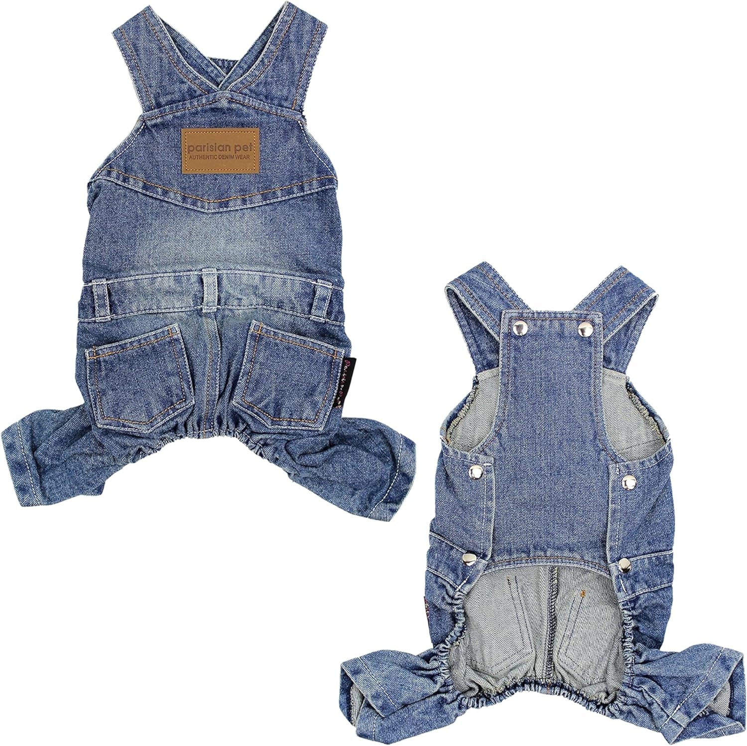 Denim Overall - Blue Dog Jeans Outfit - Breathable Puppy Jumpsuit Costumes - Machine Washable Overall for Dogs - Dog Clothes for Medium Sized Dogs - M