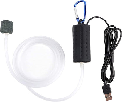 USB Aquarium Air Pump, Ultra Durable & Quiet USB Nano Air Pump, Small Air Bubbler for Aquarium Fish Tank with Air Stone and Silicone Tube
