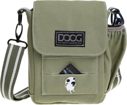 Walkie Bag - Adjustable Dog Treat Pouch Shoulder Bag with Poo Bag & Water Bottle Compartments - Comfort Fit for Everyday Use - Green
