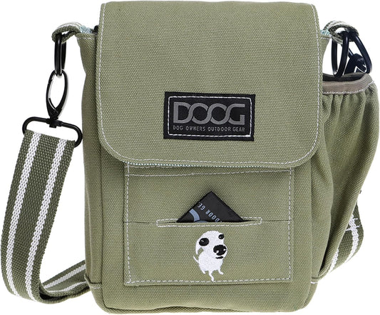 Walkie Bag - Adjustable Dog Treat Pouch Shoulder Bag with Poo Bag & Water Bottle Compartments - Comfort Fit for Everyday Use - Green