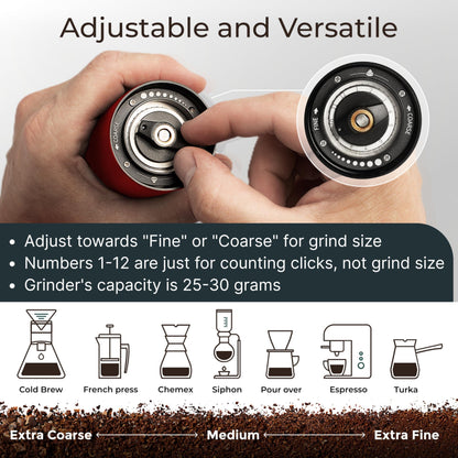 Manual Coffee Grinder Stainless Steel Conical Burr Red Coffee Grinder Manual