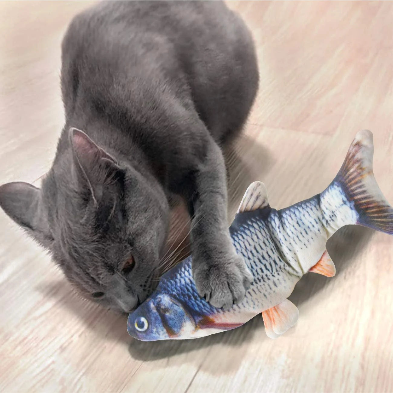 "Electric Moving Fish Cats Toy, Realistic Flopping Wagging Kicker Fish Toys Interactive Catnip Toys for Kitty Pets"