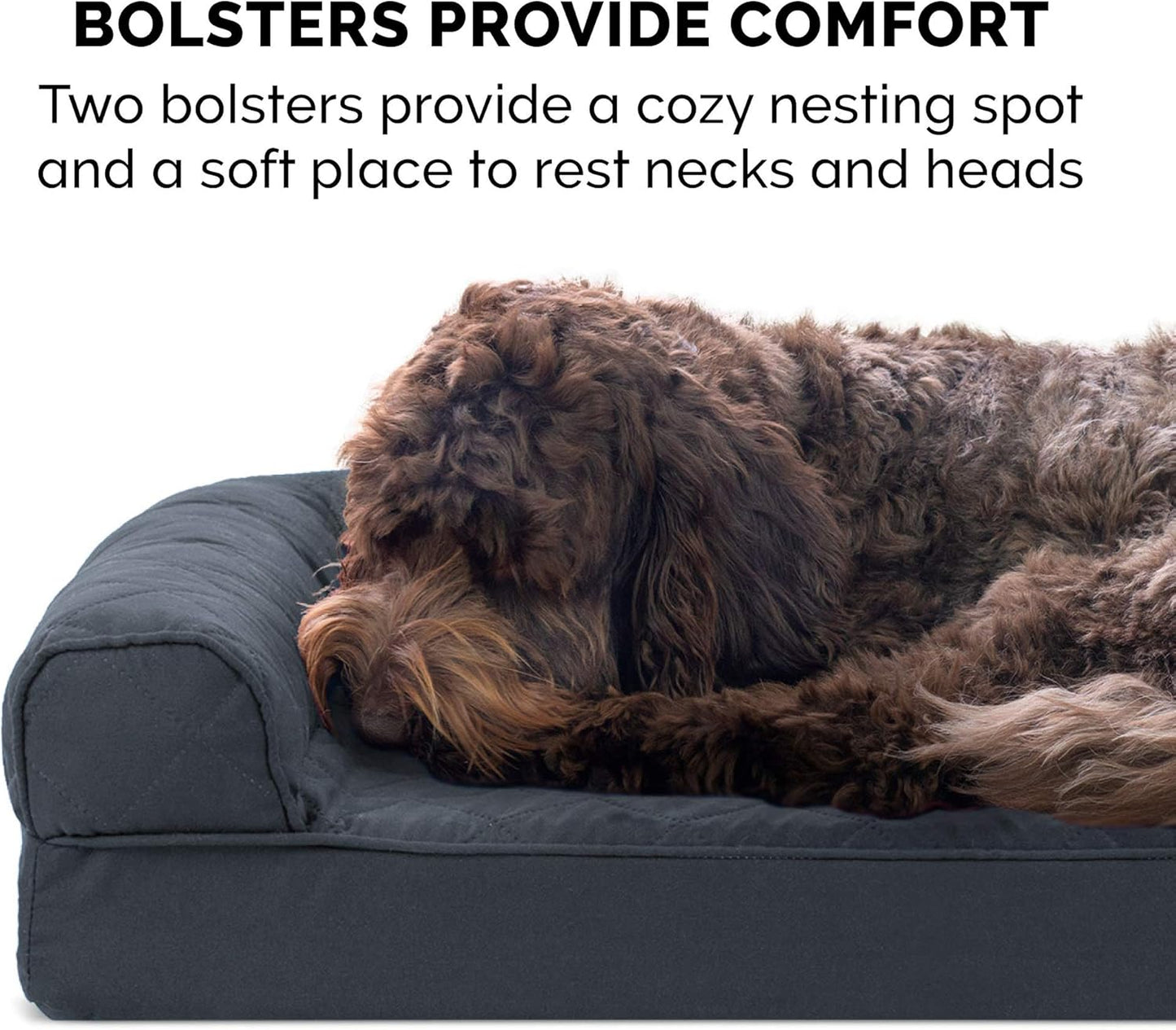 Orthopedic Dog Bed for Large/Medium Dogs W/ Removable Bolsters & Washable Cover, for Dogs up to 55 Lbs - Quilted Sofa - Iron Gray, Large