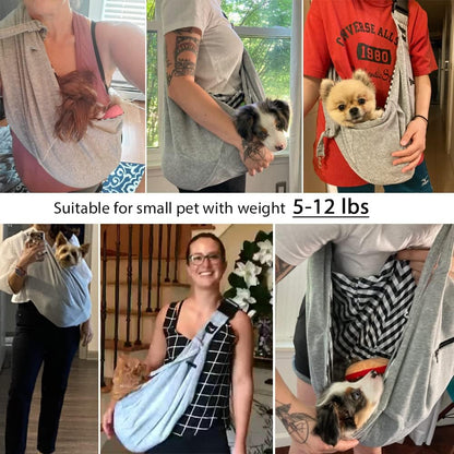 Small Dog Carrier Sling Cat Sling,Adjustable Strap Hand Free Pet Puppy for Outdoor Traveling Subway (Gray, Snap)