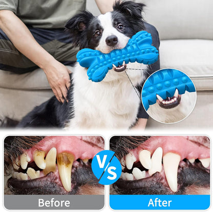 Dog Toys for Aggressive Chewers Large Breed, Durable Dog Bones Squeaky Chew Toy, Nearly Indestructible Dog Toys for Large, Tough Natural Rubber Puppy Chew for Medium Teeth Cleaning