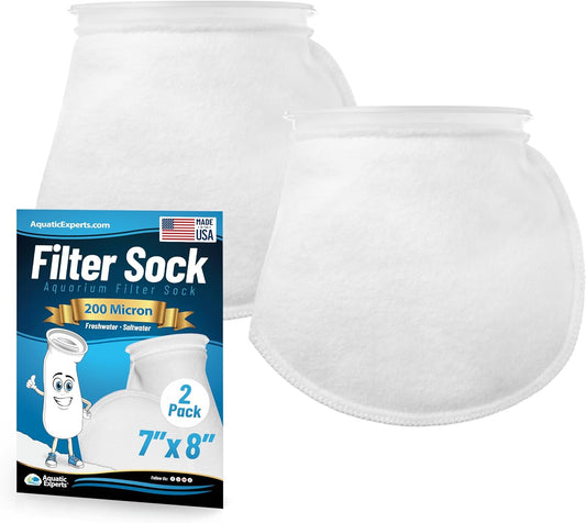7 Inch Ring Filter Socks 200 Micron, Filter Socks for Saltwater Aquarium, Sump Filter Sock, Felt Aquarium Socks, Reef Filter Sock (2 Pack, 7" X 8")