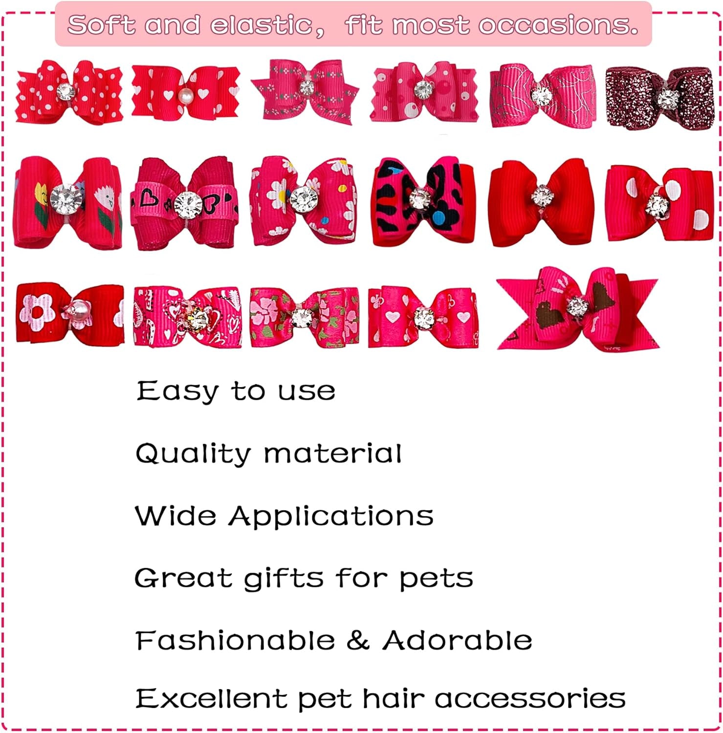 20Pcs Small Dog Hair Bows with Rubber Bands Puppies Doggies Cats Topknot Bowknot Matching Hair Grooming Accessories for Boy Girl Pomeranian Yorkie Poodle Maltese Shih Tzu Groomer