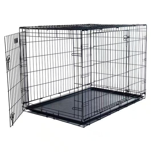 42 In. X 28 In. Foldable Dog Crate Cage with 2 Door