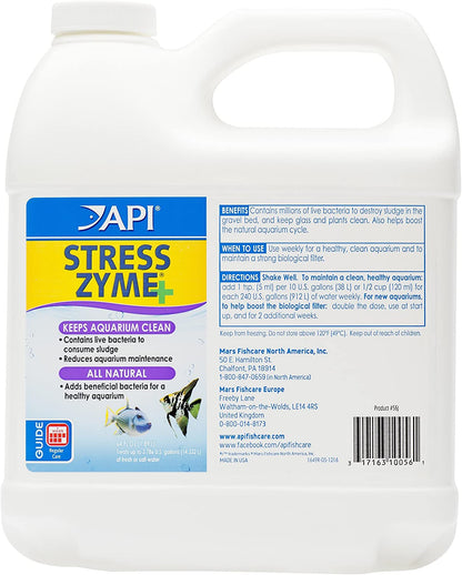 STRESS ZYME Freshwater and Saltwater Aquarium Cleaning Solution 64-Ounce Bottle