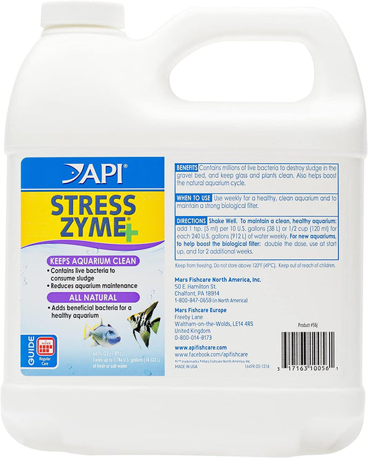 STRESS ZYME Freshwater and Saltwater Aquarium Cleaning Solution 64-Ounce Bottle
