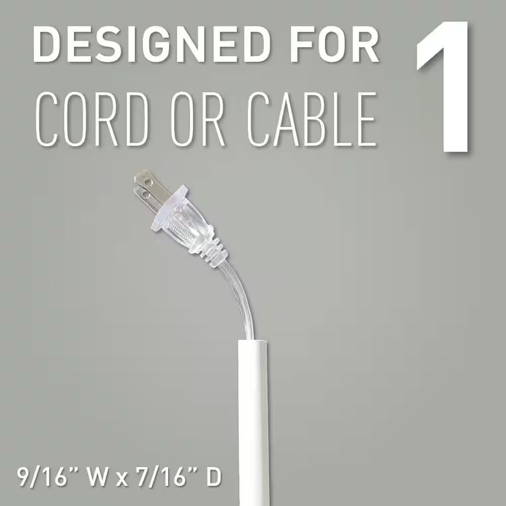 Wiremold Cordmate Cord Cover Flat Elbow, Cord Hider for Home or Office, Holds 1 Cable, White
