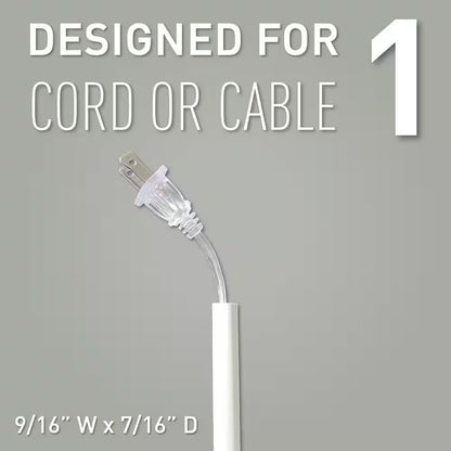 Wiremold Cordmate Cord Cover Flat Elbow, Cord Hider for Home or Office, Holds 1 Cable, White