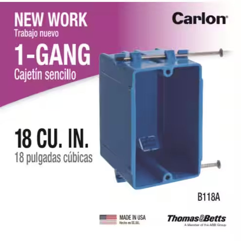 1-Gang 18 Cu. In. Blue Electrical PVC New Work Electrical Switch and Outlet Box (B118A)