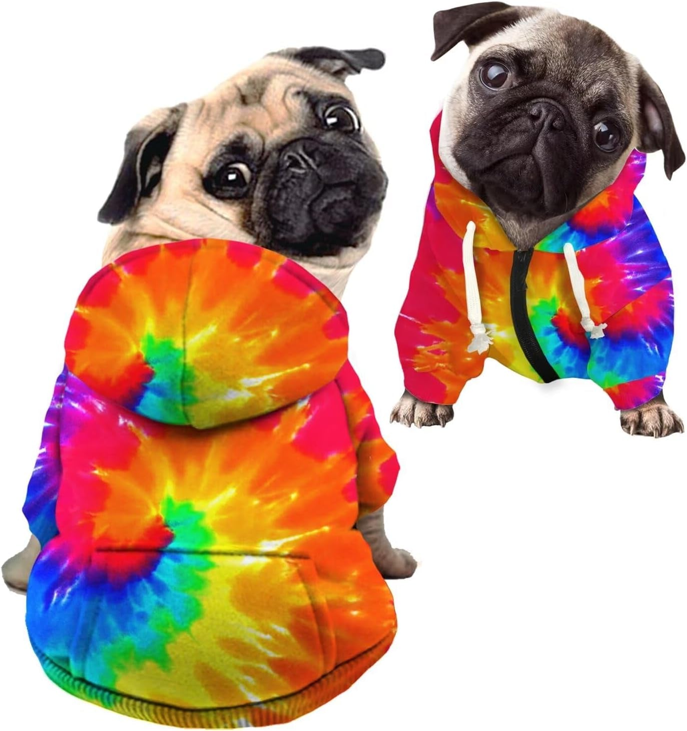 Dog Hoodie Dog Sweaters with Hat, Tie-Dye Rainbow Soft and Warm Dog Sweater for Small Medium Large Dogs Cats Shirt - S, Small (Pack of 1), (D86)