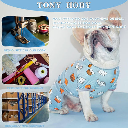 Dog Pajamas, Soft Breathable Dog Jumpsuit with Cute Smile Cupcake, 4 Legged Dogs Shirt for Small Medium Dogs (Blue, Cupcake, XS)