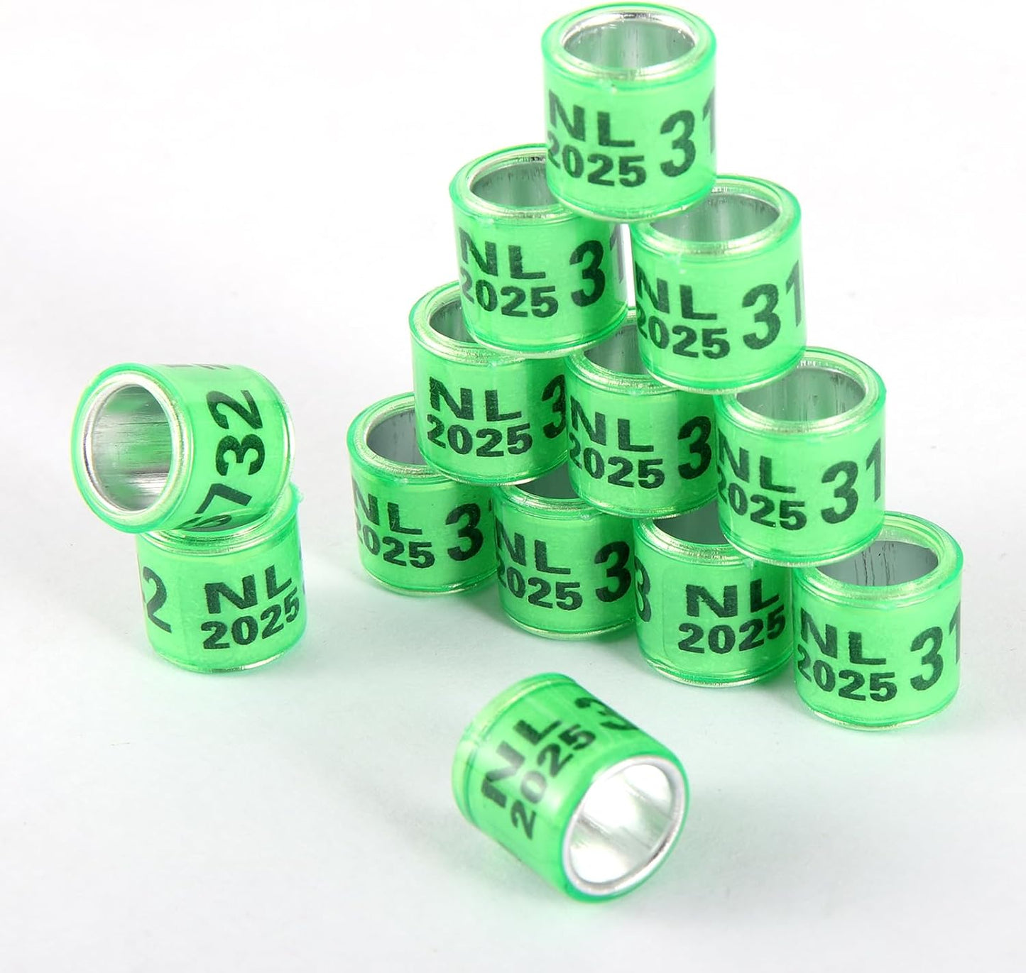 100Pcs Multicolor Aluminium Pigeon Leg Rings Dove Leg Rings Identify Bands Plastic with 2025 NL Training Identify Birds Foot Ring (Green)