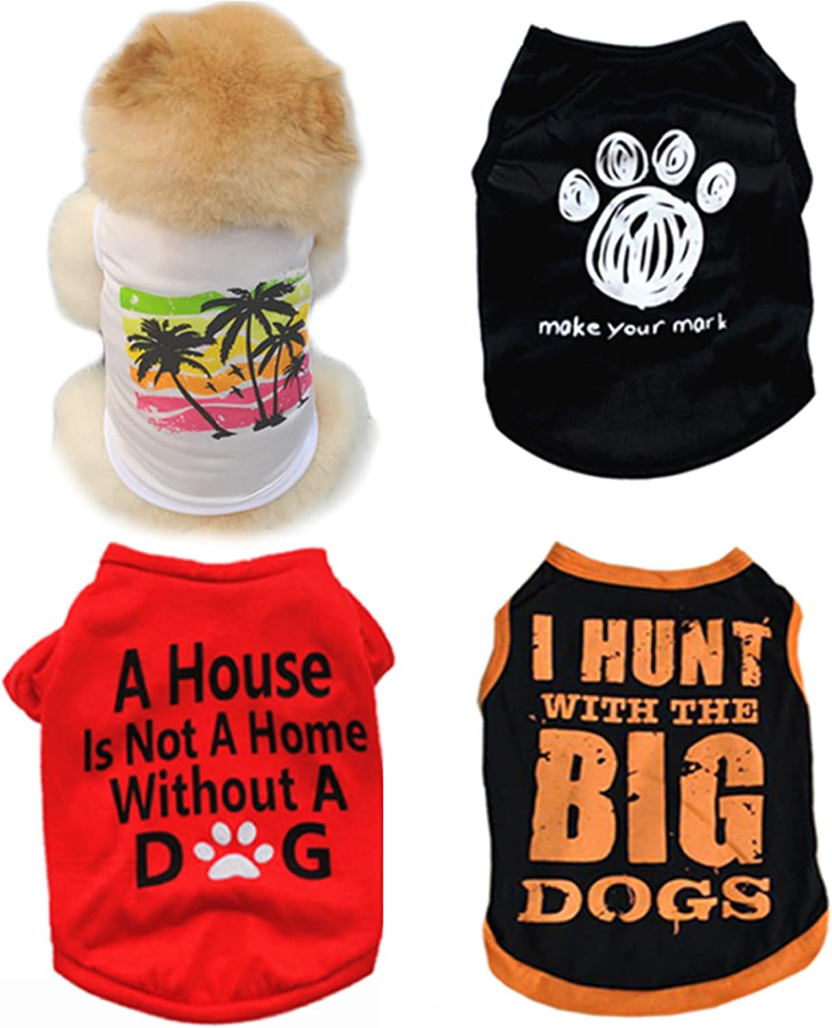4PCS Dog Clothes for Small Dogs Boy Puppy Tshirts for Chihuahua Yorkies Clothes Boy Summer Sweatshirt Vest Pet Outfits Dog Cats Shirts (X-Small(2-3Lb))