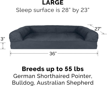 Orthopedic Dog Bed for Large/Medium Dogs W/ Removable Bolsters & Washable Cover, for Dogs up to 55 Lbs - Quilted Sofa - Iron Gray, Large